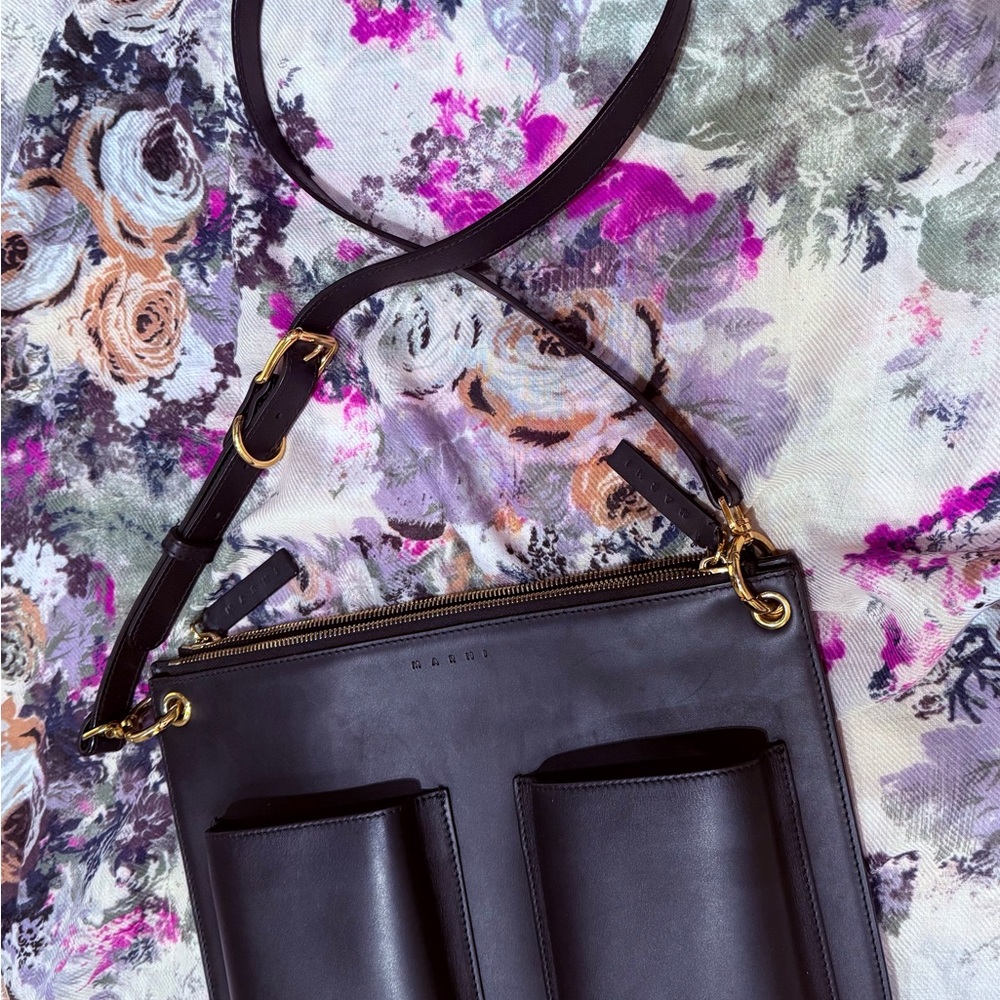 Marni Black Crossbody Bag with Geometric Design